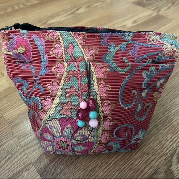 CraftiBarb burgundy pink zipper Tapestry shoulder bag - Picture 5 of 10